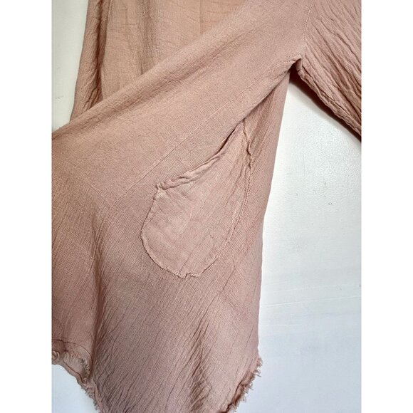 Venti6 Italian Cotton / Linen Open Long Sleeve Cardigan in Pink - Sz M - Picture 3 of 5